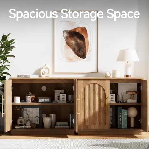 Fluted Sideboard Buffet Cabinet with Storage, view 4