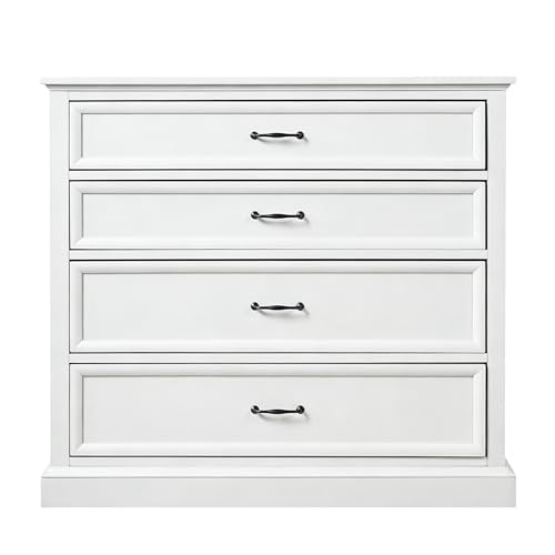 4 Piece Bedroom Set, Rustic Queen Size Bedroom Furniture Sets with Storage Nightstands and 1 Dresser, Bedroom Furniture Sets with Wood Platform Bed Frame for Bedroom, White