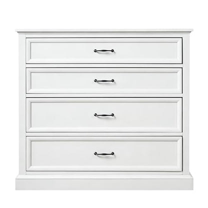 4 Piece Bedroom Set, Rustic Queen Size Bedroom Furniture Sets with Storage Nightstands and 1 Dresser, Bedroom Furniture Sets with Wood Platform Bed Frame for Bedroom, White