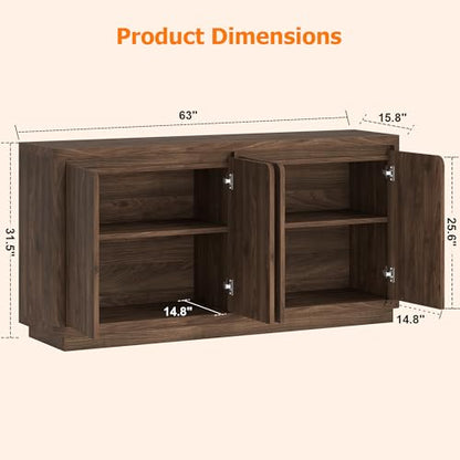 63" Buffet Cabinet with Storage & Power Outlet, view 3