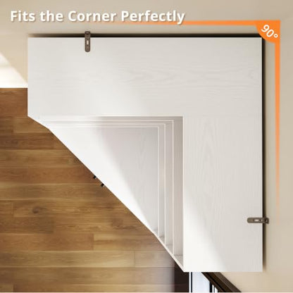 Corner Bookshelf, 72.7" Tall Corner Bookcase with Door, White, view 4