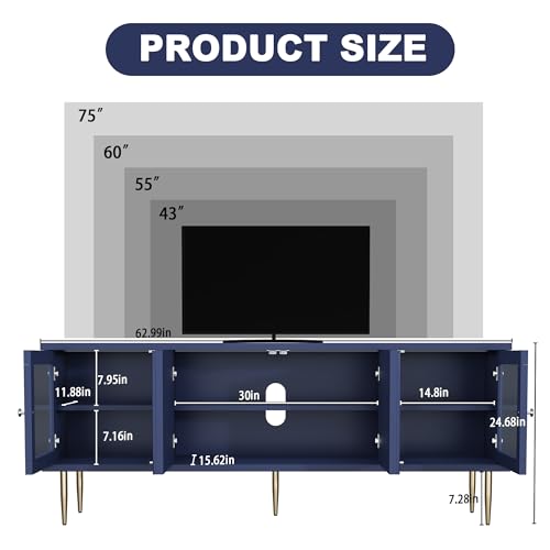TV Console for Living Room, Blue, 75", view 3