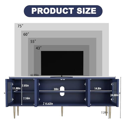 TV Console for Living Room, Blue, 75", view 3