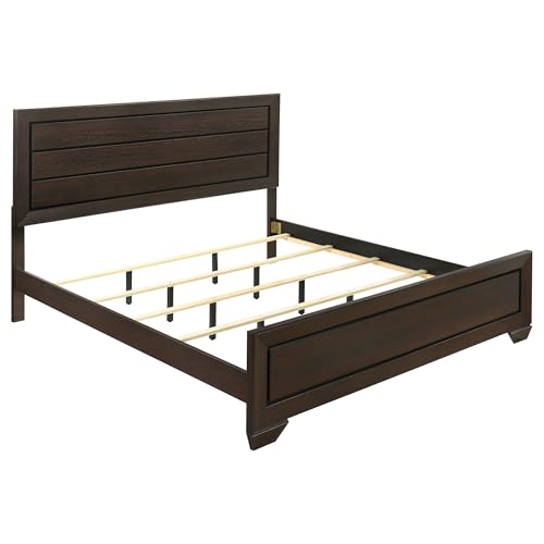 Coaster Home Furnishings Kauffman Transitional 4-Piece Bedroom Set Eastern King Size Panel Bed Frame 54-inch Headboard Dark Cocoa 204391KE-S4