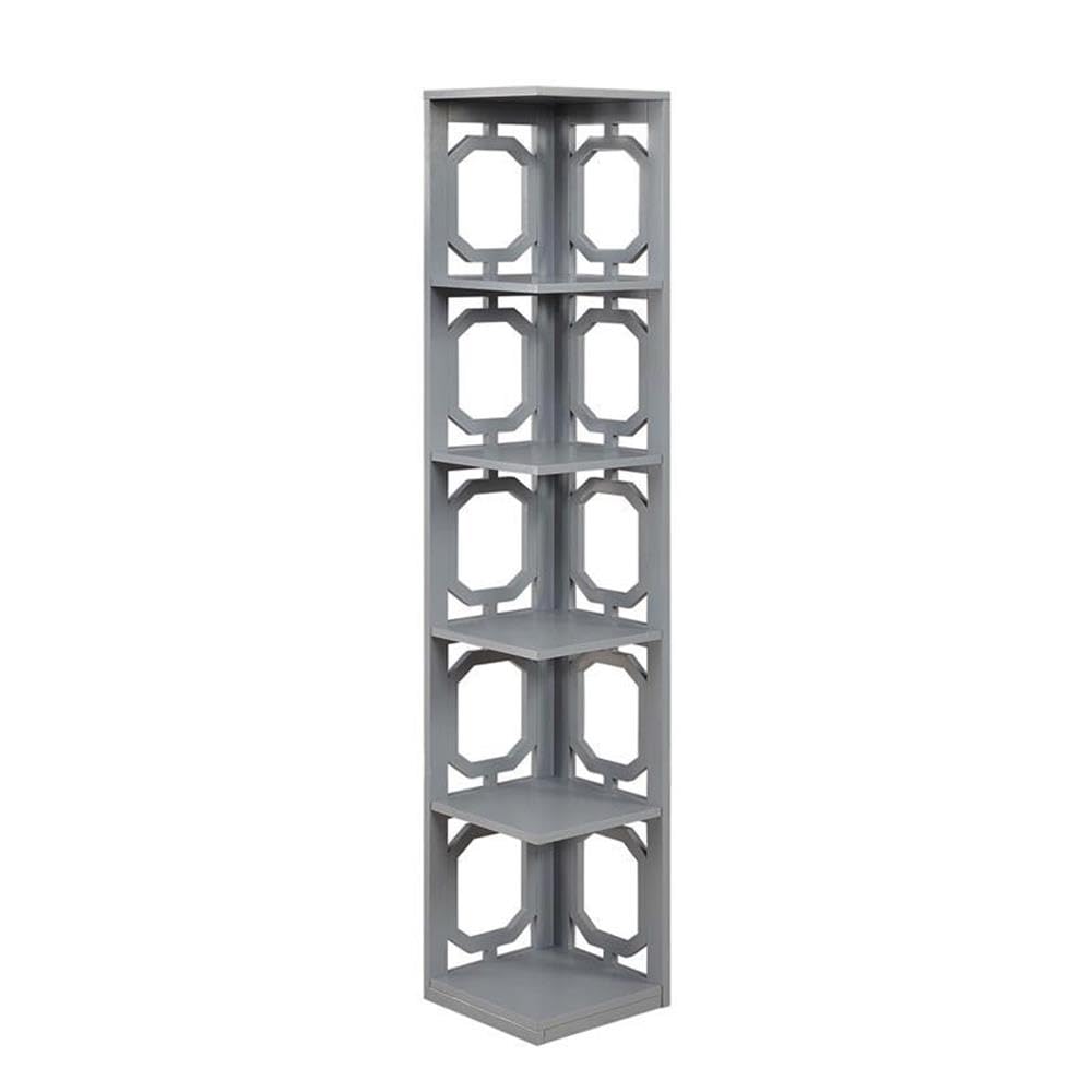 Omega 5 Tier Corner Bookcase, Gray