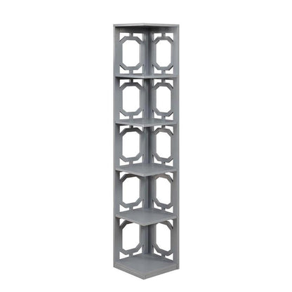 Omega 5 Tier Corner Bookcase, Gray