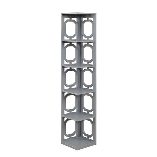 Omega 5 Tier Corner Bookcase, Gray