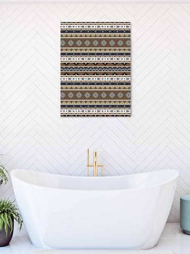 NuYeBiofx Boho Tribal Stripes Canvas Wall Art Prints,40"x28" Framed Picture Artwork Ethnic Borders Arrow Motifs Printed Canvas Oil Painting for Living Room Bedroom Office,Ready to Hang