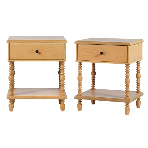 Vivienne 1-Drawer Spindle Nightstand - Natural - 2pk