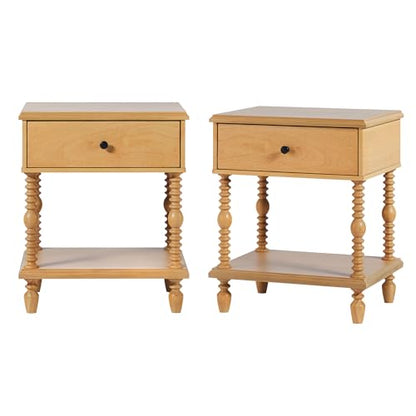 Vivienne 1-Drawer Spindle Nightstand - Natural - 2pk