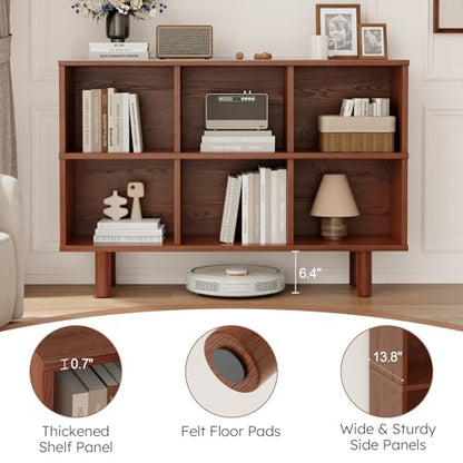 Solid Wood 6 Cube Storage Organizer, Horizontal Bookshelf with Storage, view 7