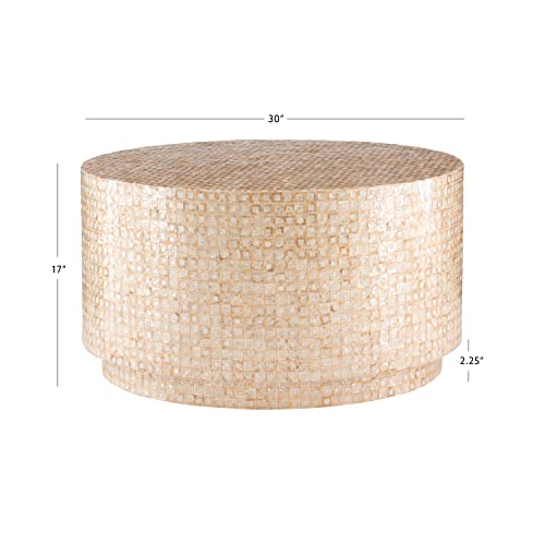 Gold Capiz Mosaic Kiro Coffee Table, 30 in x 30 in x 17 in