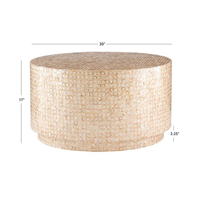 Gold Capiz Mosaic Kiro Coffee Table, 30 in x 30 in x 17 in