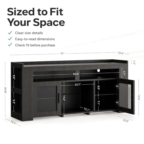 TV Stand with Charging Station & LED Lights, Fits TVs UP to 75 Inch, view 3