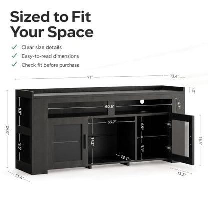 TV Stand with Charging Station & LED Lights, Fits TVs UP to 75 Inch, view 3
