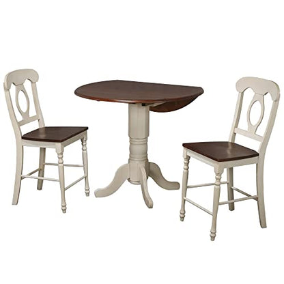 Andrews Pub Table Set, Distressed antique white with chestnut