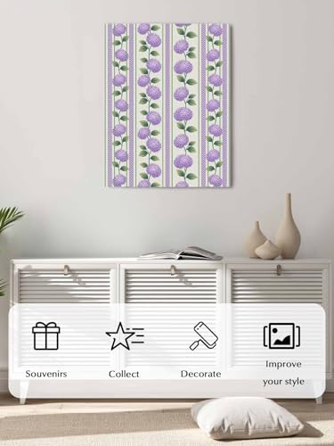 NuYeBiofx Watercolor Hydrangea Flower Canvas Wall Art Prints,40"x28" Framed Picture Artwork Spring Floral Leaves on Linen Printed Canvas Oil Painting for Living Room Bedroom Office,Ready to Hang