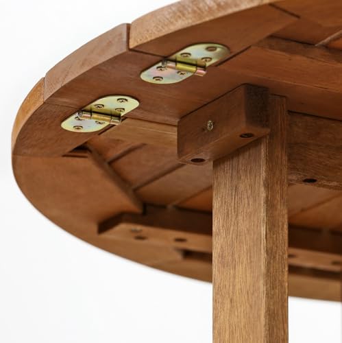 FG17035 Tioman Hardwood Patio Furniture Gateleg Round Table in Teak Oil, Natural