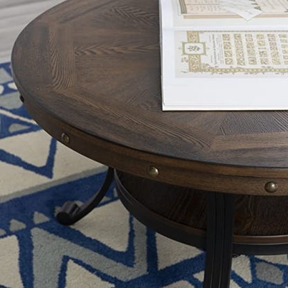 Powell Furniture Franklin Cocktail Table, Small, Multicolor,Brown/Black