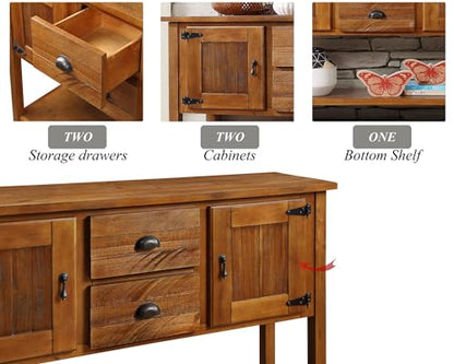 Solid Wood Sideboard Buffet Cabinet with Storage Drawers and Shelf, view 5
