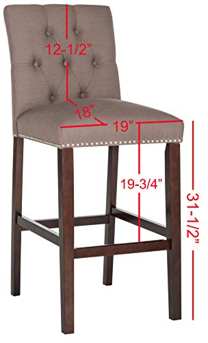Safavieh Home Collection Norah Dark Taupe and Espresso Barstool (Set of 2)