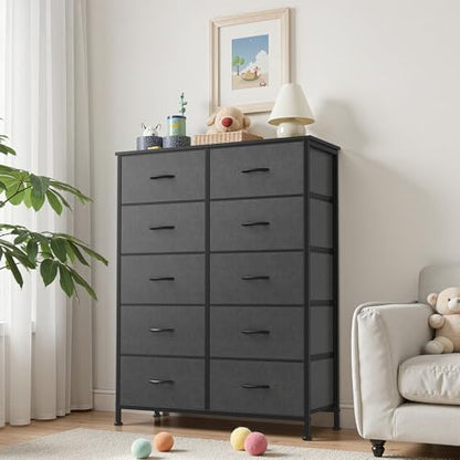 10 Drawer Tall Dresser for Bedroom & Living Room, Grey, view 3