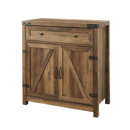 Cass Modern Farmhouse Double Barn Door Accent Cabinet, 30 Inch, Rustic Oak, view 2