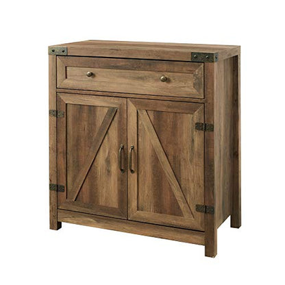 Cass Modern Farmhouse Double Barn Door Accent Cabinet, 30 Inch, Rustic Oak, view 2