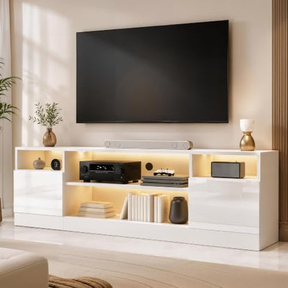 70" High-Gloss TV Stand for TVs up to 80" with LED Lights, view 2