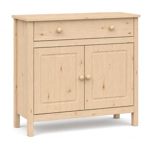 44" Wide Solid Pine Shaker Sideboard Buffet Cabinet — 2 Doors with Adjustable, view 7
