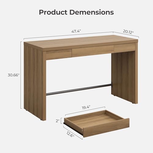 47-Inch Computer Desk, Home Office Desk Writing Desk with Drawer, view 3