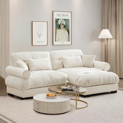 L Shaped Couches for Living Room, Small Sectional Sofa Set with Reversible Chaise, Modern Designed Sleeper Sofas and Modular Couch Function, Suitable for Small Spaces in Apartment, Beige