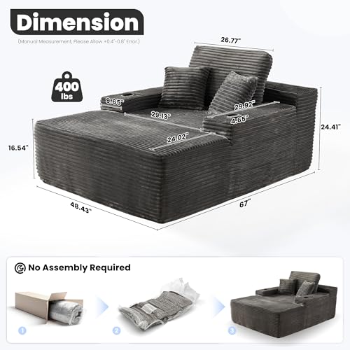 67'' Chaise Lounge Chair Indoor, view 3