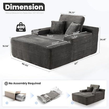 67'' Chaise Lounge Chair Indoor, view 3