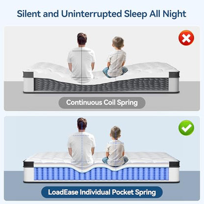 Mattress Queen Size, 14 Inch Queen Hybrid Mattress in a Box, Memory Foam with Firm Individually Wrapped Pocket Springs, Pressure Relief & Motion Isolation, CertiPUR-US Certified, 60" x 80" x 14"