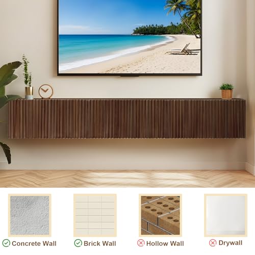 70.7" Floating TV Stand, Modern Wall Mount Entertainment Center TV Shelf, view 6