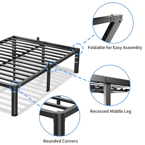 Full Bed Frame with Round Corners 18 Inch No Box Spring, view 6