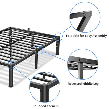 Full Bed Frame with Round Corners 18 Inch No Box Spring, view 6