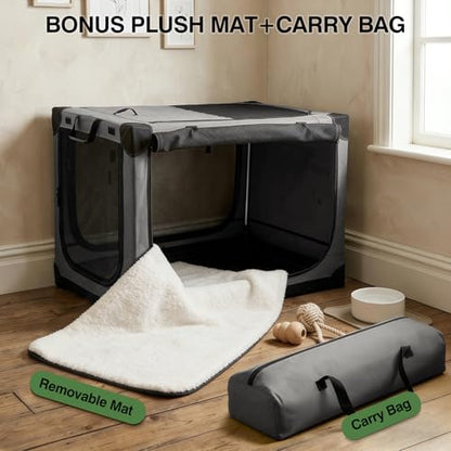 30" Soft Collapsible Travel Dog Crate for Medium Dogs,Grey, view 6