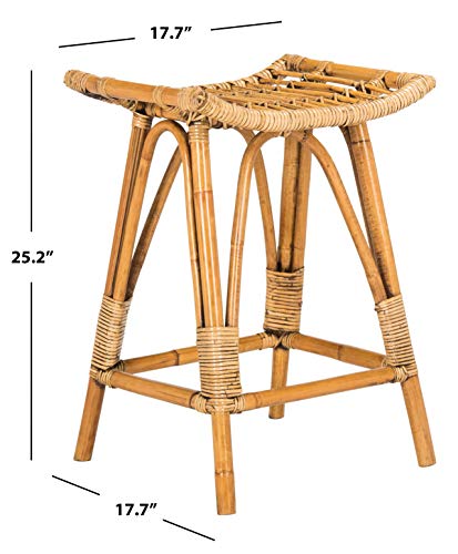 Safavieh Home Collection Leda Brown Rattan 26-inch Counter Stool