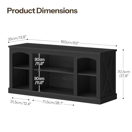 Black TV Stand, Tall TV Console with Storage for TVs up to 75", view 3