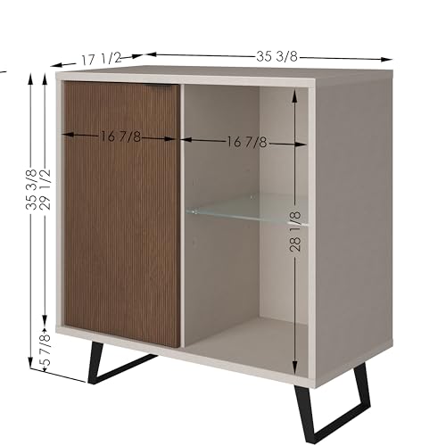Atelier Mobili Sideboard, Storage Cabinet with Soft Close Doors, Dining Room, Hallway, Console Table, Credenza, Accent Cabinet, 36 X 36 X 18 Inches with Sturdy Metal Legs (Cotton & Wood)