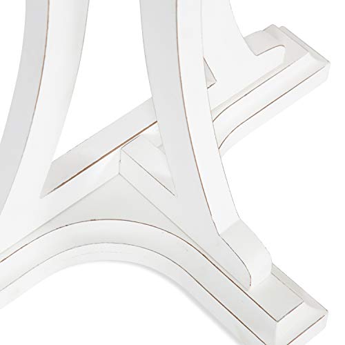 Linsley Farmhouse Half Moon Console Table, 30 x 15 x 31, Rustic Brown and White, Charming Rustic Table for Storage and Display