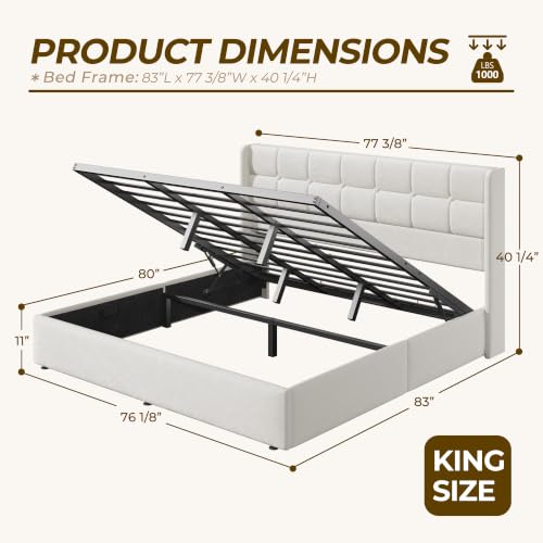 King Size Lift Up Storage Bed Frame, view 3