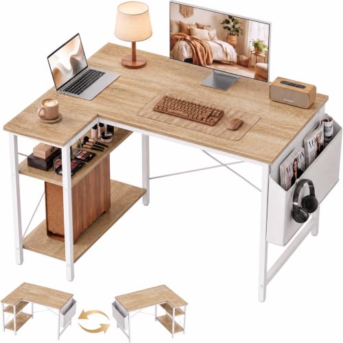 L Shaped Computer Desk with Reversible Shelves, view 2