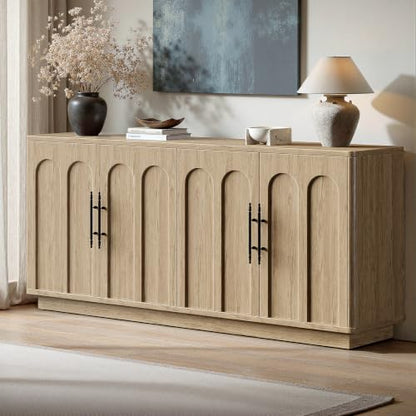 67" Arched Oak Sideboard Buffet Cabinet with Storage, view 6