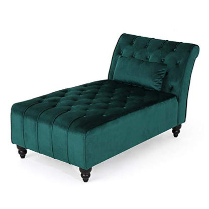 Christopher Knight Home Rafaela Modern Glam Tufted Velvet Chaise Lounge, view 2