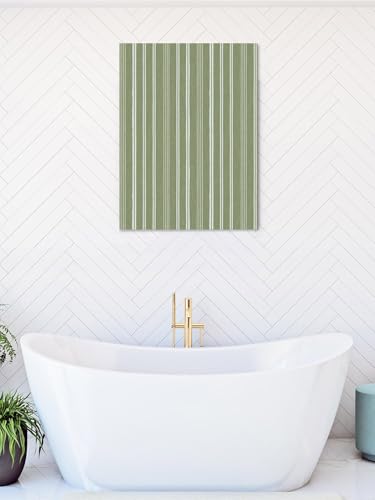 NuYeBiofx Modern Minimalist Stripe Canvas Wall Art Prints,48"x32" Framed Picture Artwork Abstract Geometric Line on Sage Green Printed Canvas Oil Painting for Living Room Bedroom Office,Ready to Hang