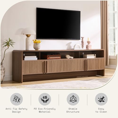 70" Fluted TV Stand with 2 Storage Cabinets for TVs Up to 80", view 7