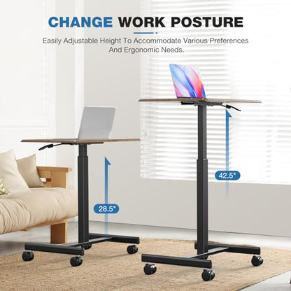 Mobile Rolling Desk with Wheels Adjustable Height, view 5